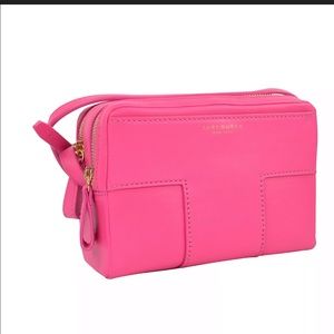 Tory Burch Block T Double Zip Bag in Crazy Pink